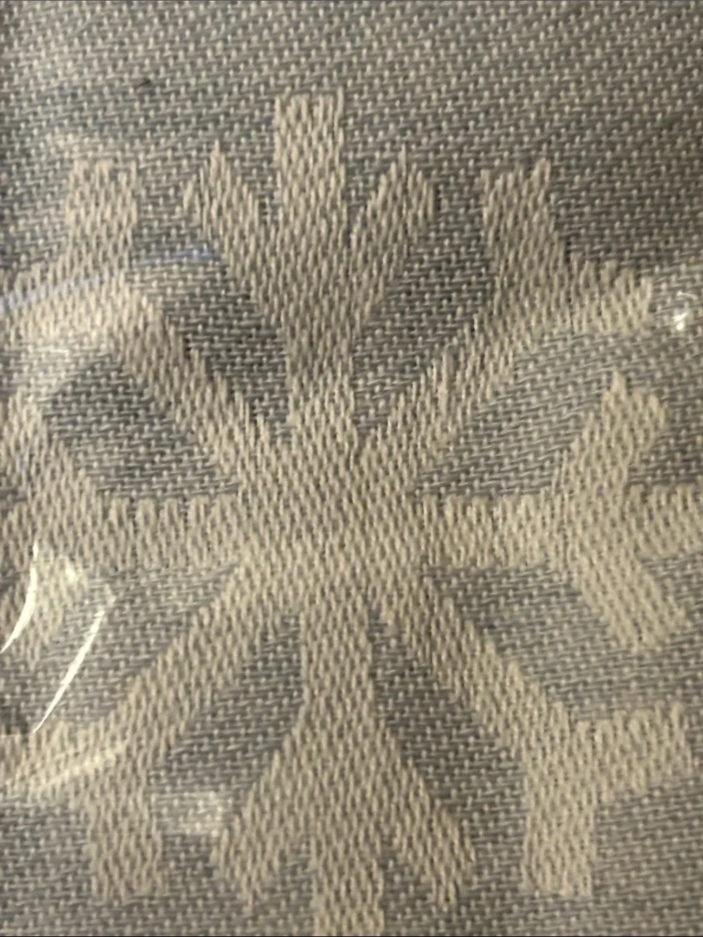 Oblong 60” by 128” Blue and White Snowflake Tablecloth